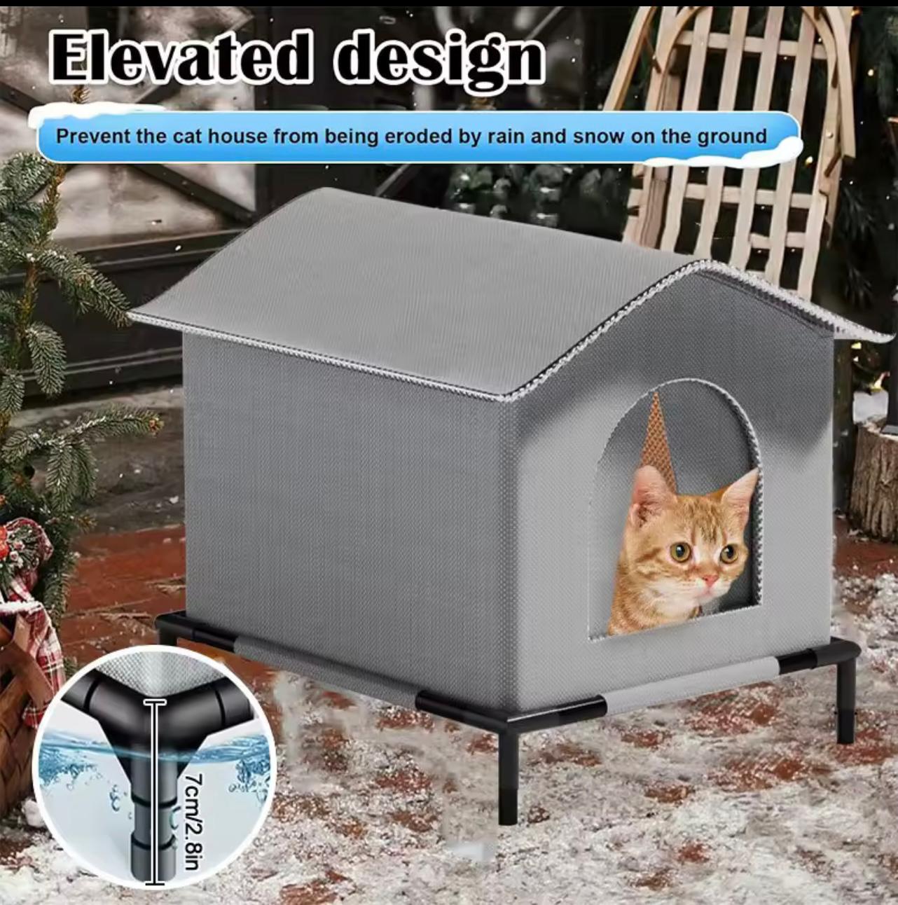 🐱 Waterproof Outdoor Cat House with Cooling Mat – Foldable Pet Shelter for Cats & Small Dogs