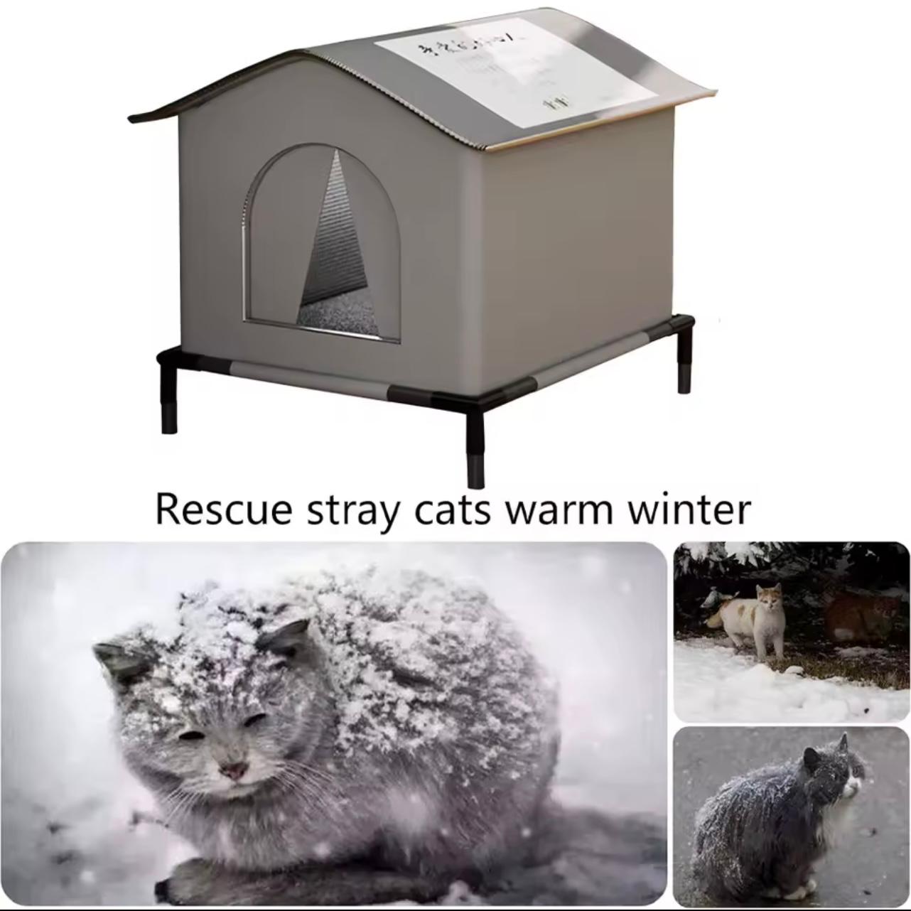 🐱 Waterproof Outdoor Cat House with Cooling Mat – Foldable Pet Shelter for Cats & Small Dogs