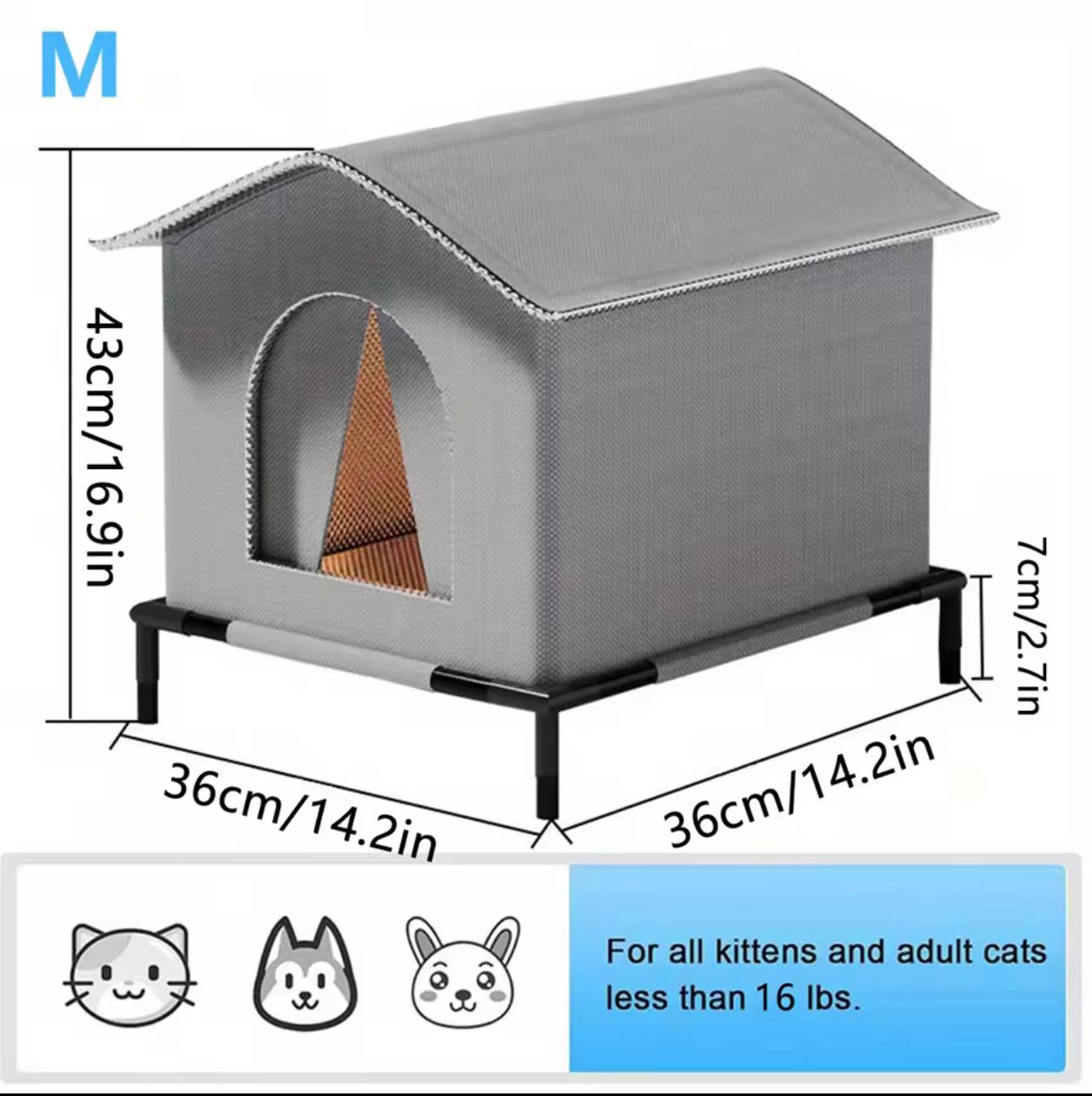🐱 Waterproof Outdoor Cat House with Cooling Mat – Foldable Pet Shelter for Cats & Small Dogs