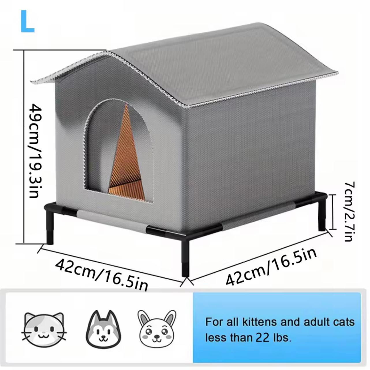 🐱 Waterproof Outdoor Cat House with Cooling Mat – Foldable Pet Shelter for Cats & Small Dogs