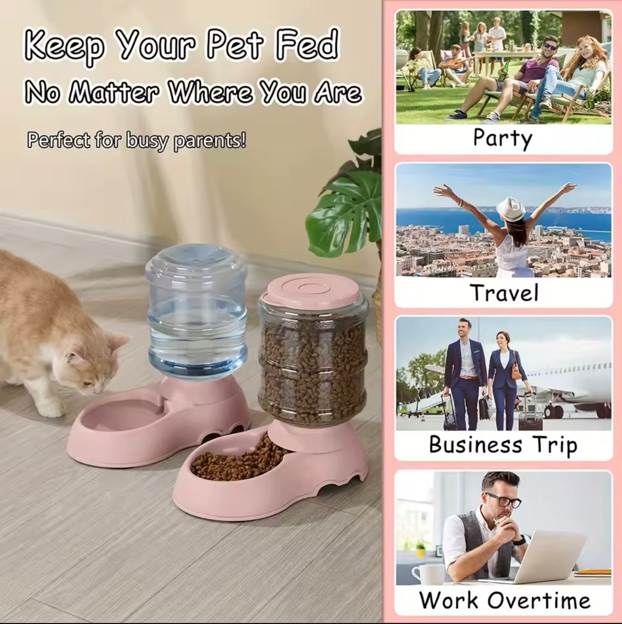 🐾 3.8L Automatic Pet Feeder & Water Dispenser – Gravity Feeding Station for Small & Medium Pets