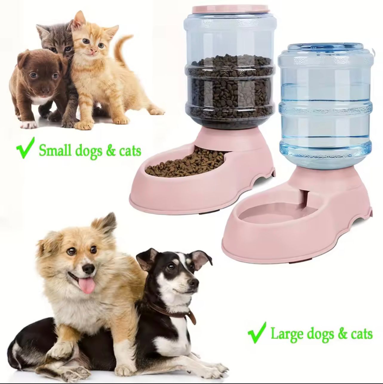 🐾 3.8L Automatic Pet Feeder & Water Dispenser – Gravity Feeding Station for Small & Medium Pets