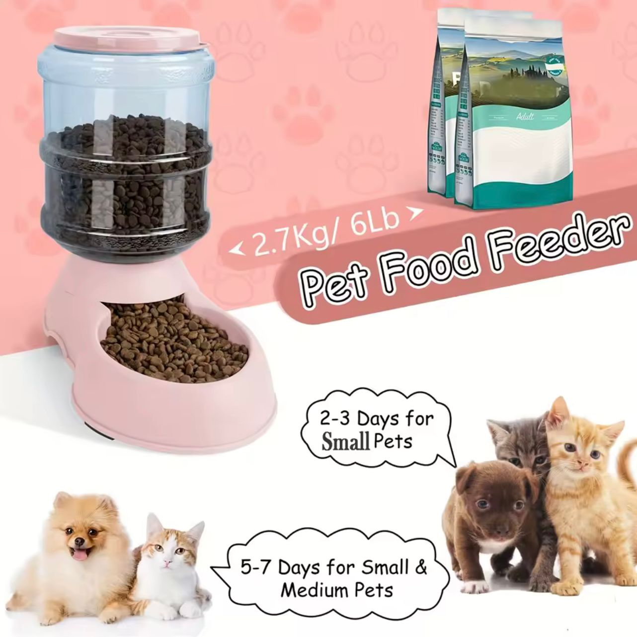 🐾 3.8L Automatic Pet Feeder & Water Dispenser – Gravity Feeding Station for Small & Medium Pets